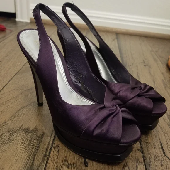 Bebe Zahara Purple Satin Heels Size 7 - Picture 15 of 15